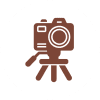 Brown camera and tripod graphic icon